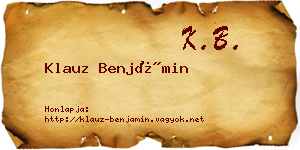 Klauz Benjámin névjegykártya