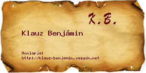 Klauz Benjámin névjegykártya